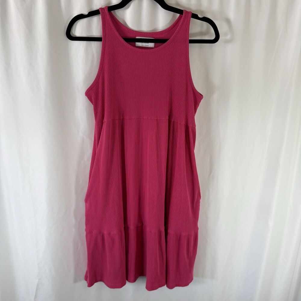 Old Navy Dress Girls XXL 18 Plus Pink Ribbed Sleeveless Strappy Round Neck